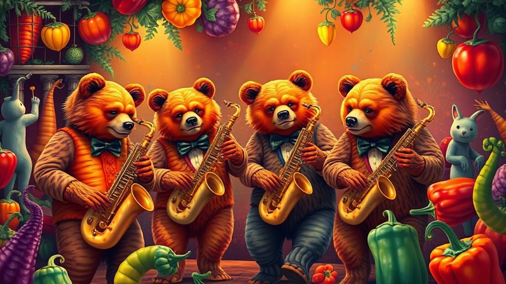 Fractal Carrots and Jazz Bears at Party