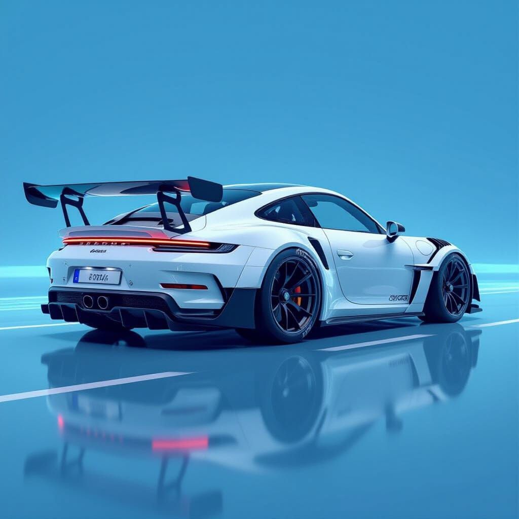 Blueprint Technical Drawing of High-Performance Track Car