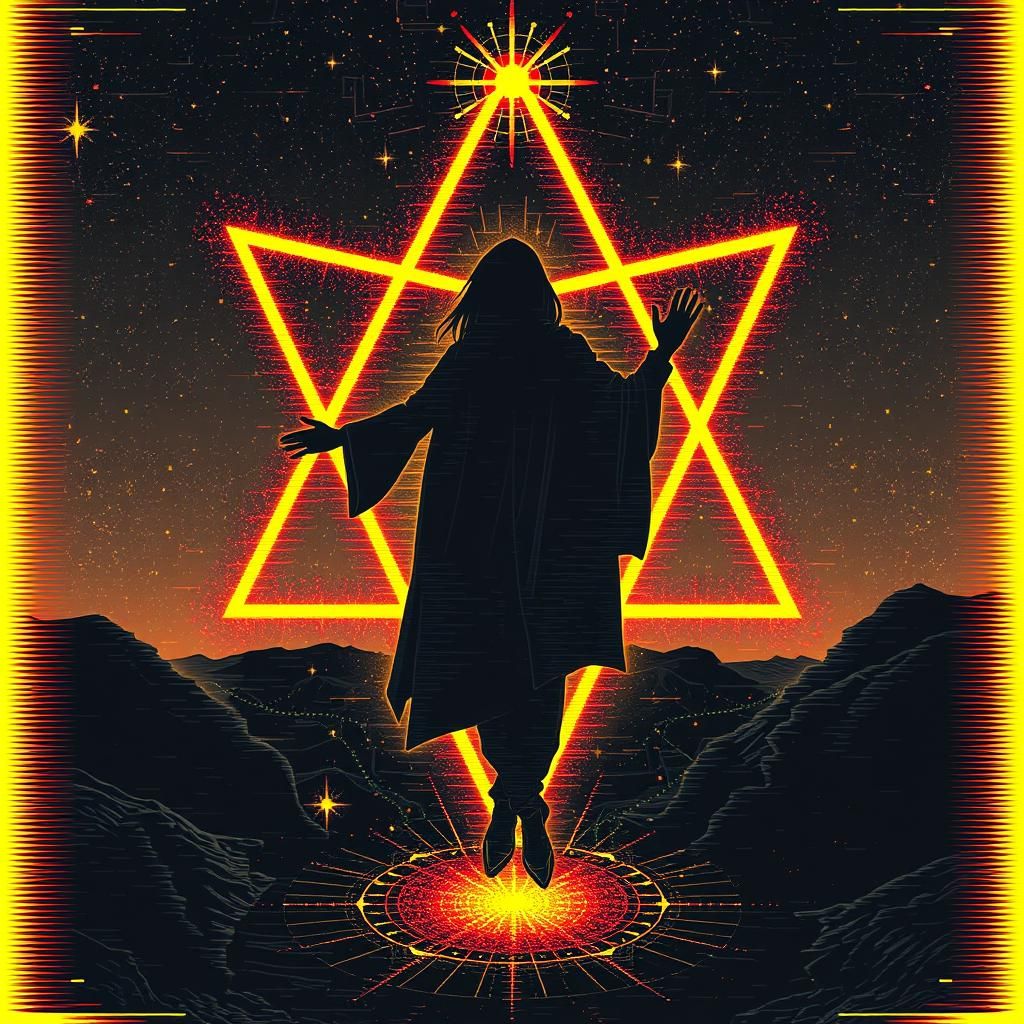 Abstract Constellation in Glitch Art Style