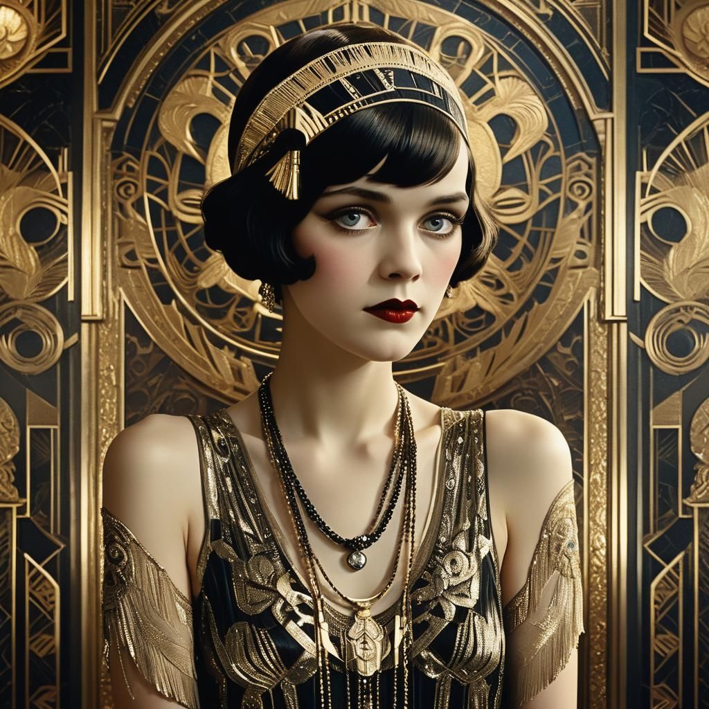 Adult thin Roaring Twenties flapper Art Deco by Catrin Welz-...