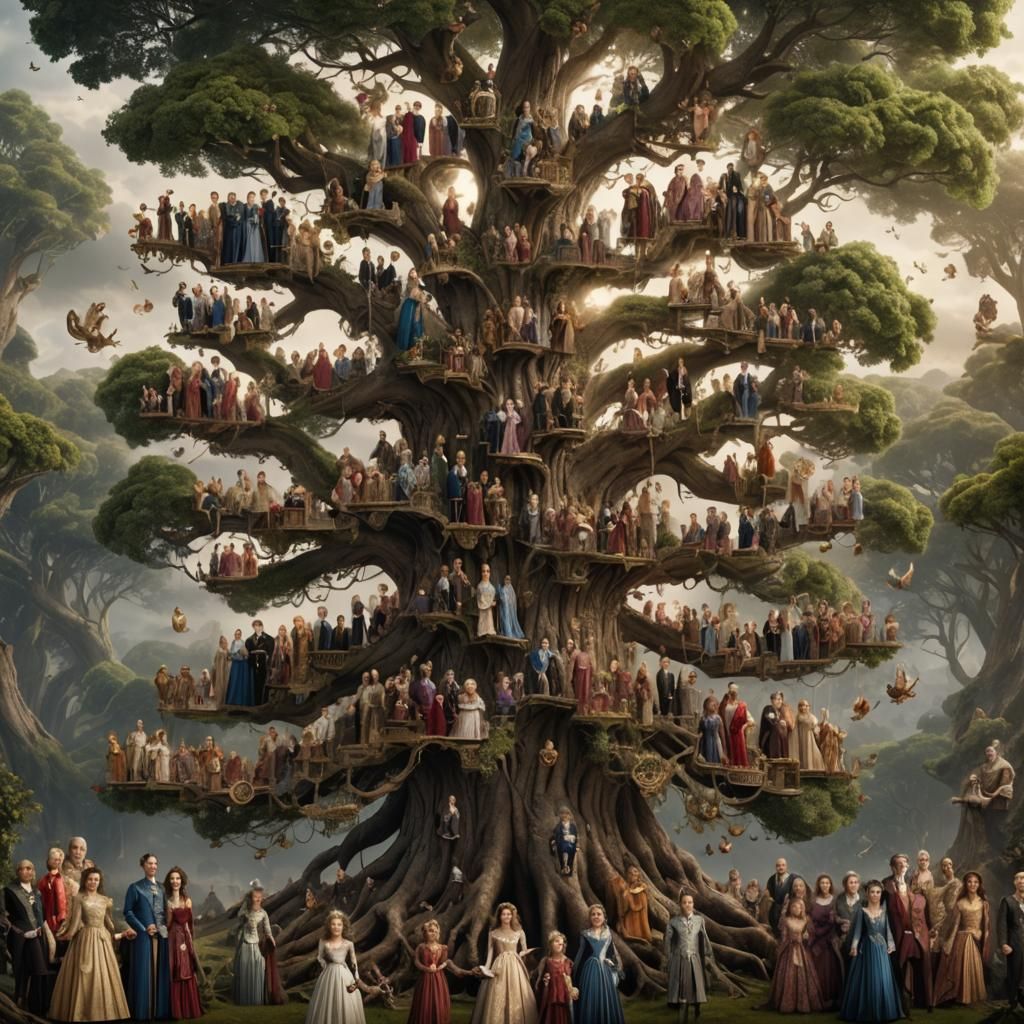 Royal Family Tree: 13 Generations in Digital Art