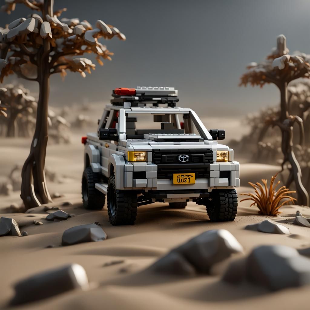Lego Toyota Hilux Surf Silver: Detailed Matte Painting