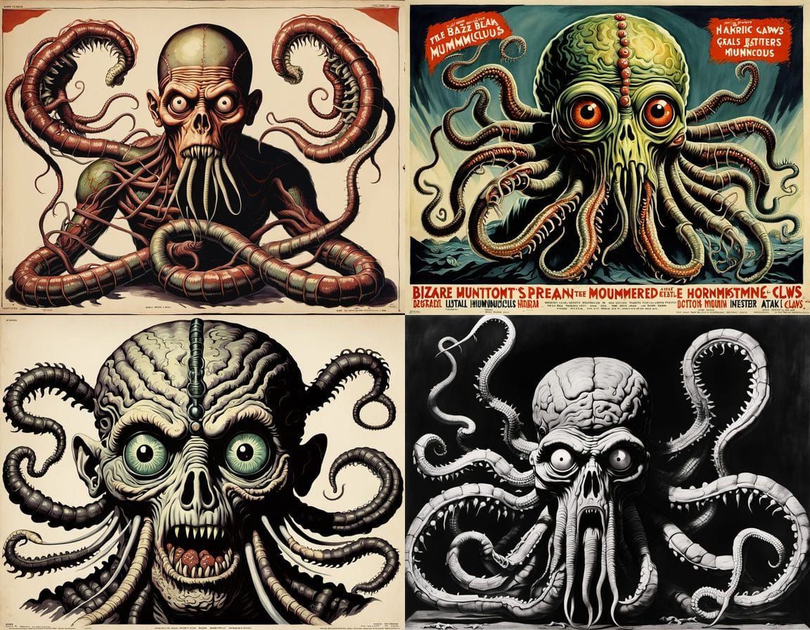 1930s Horror Poster: Bizarre Mutant Attack