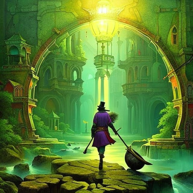 Steampunk Time Traveler Enters Clock Gate