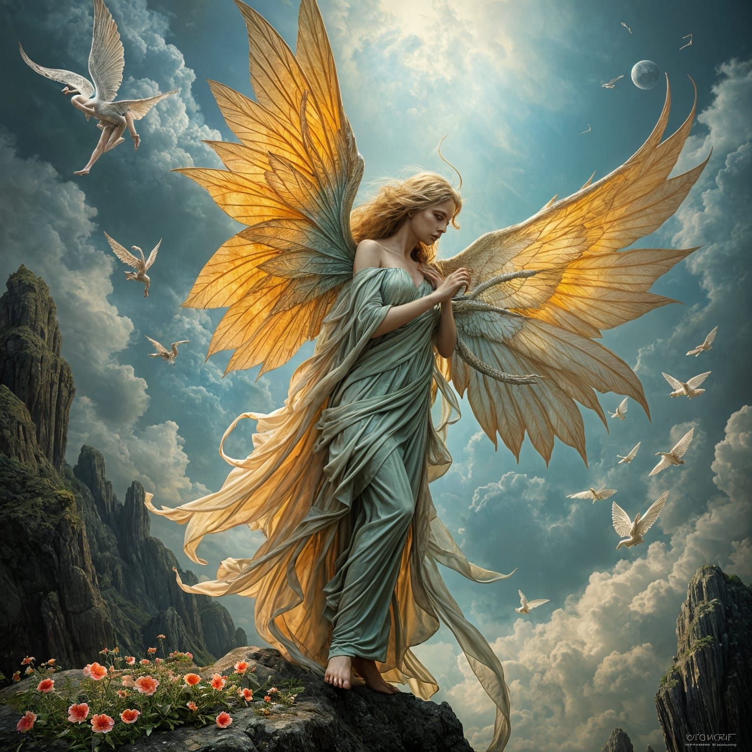 Winged Fairy in Surrealist Style