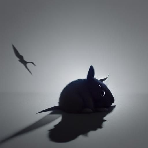 Boy and Bunny Shadows in Surreal Style