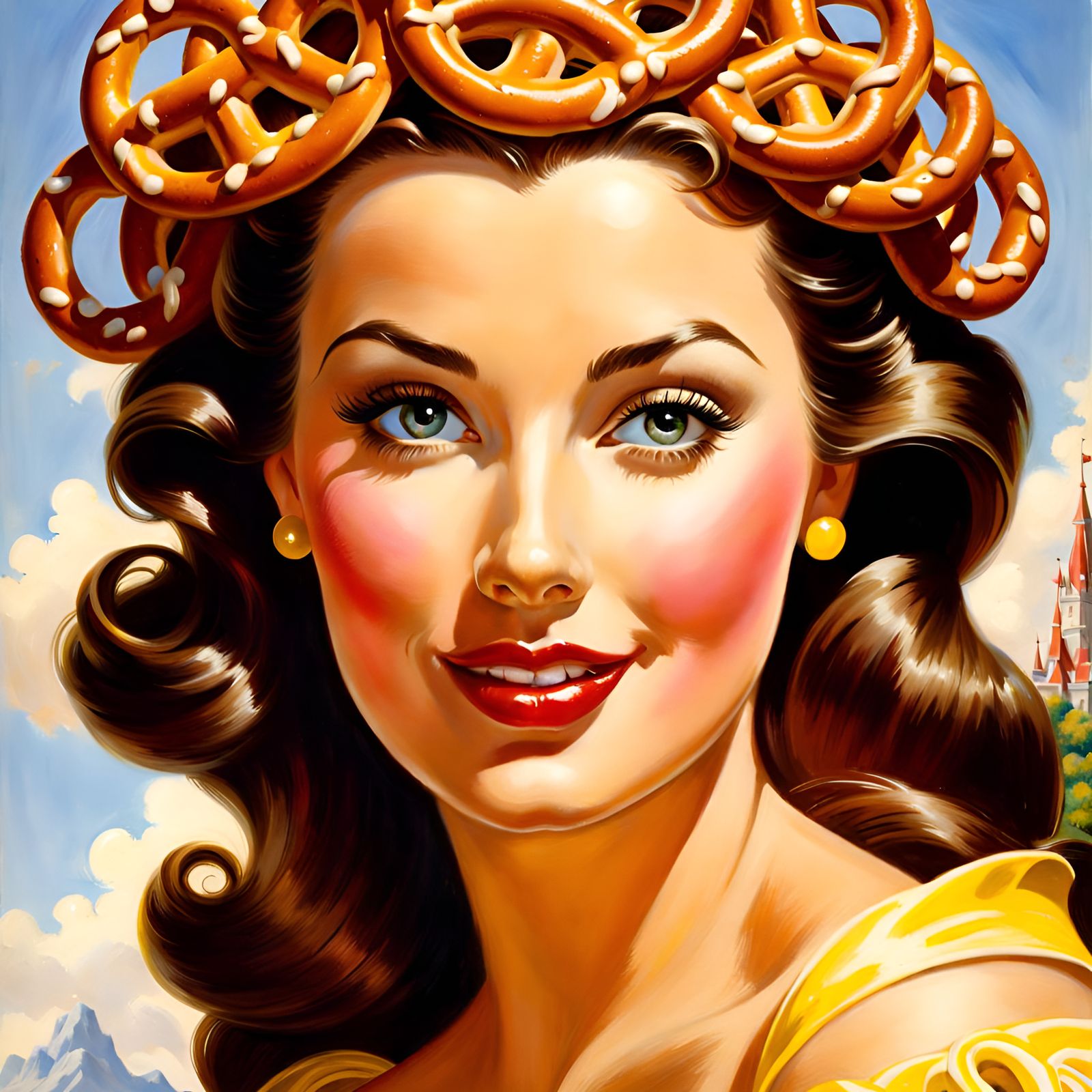 Princess Belle Made of Pretzels Portrait