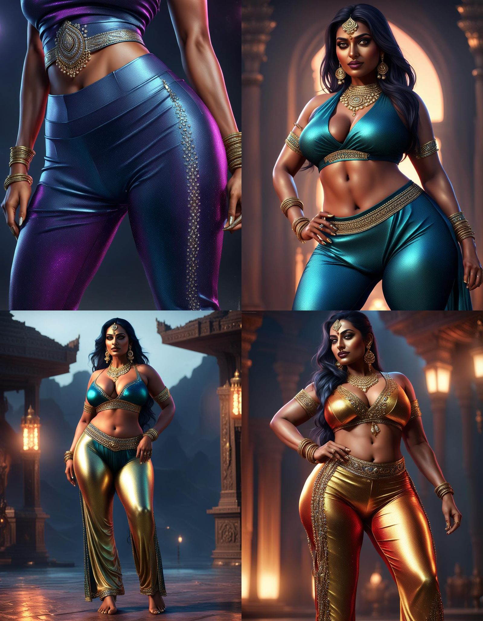 Fantasy Woman in Sparkly Trousers, Dark Fantasy Concept Art