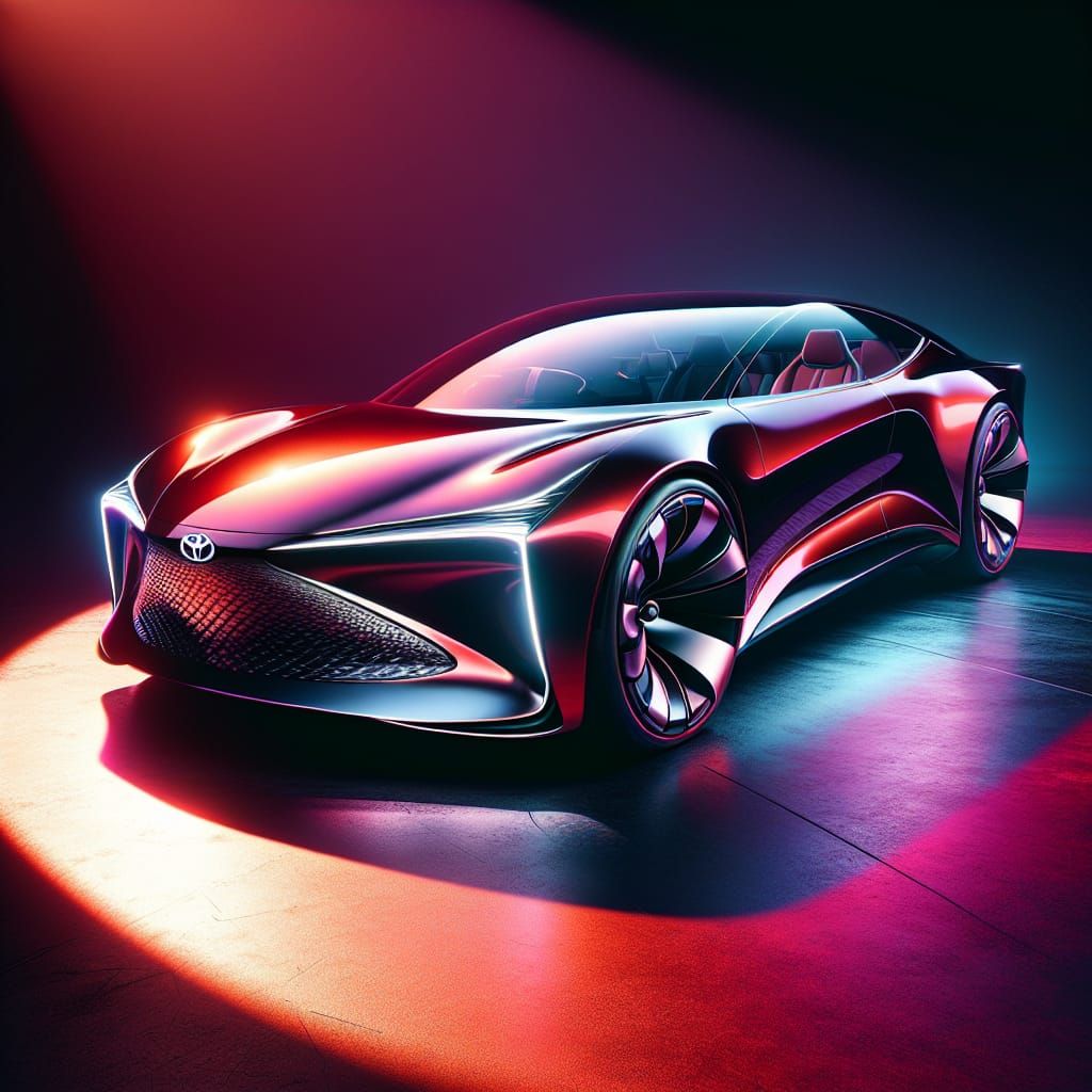 Futuristic Maroon Car Concept Art