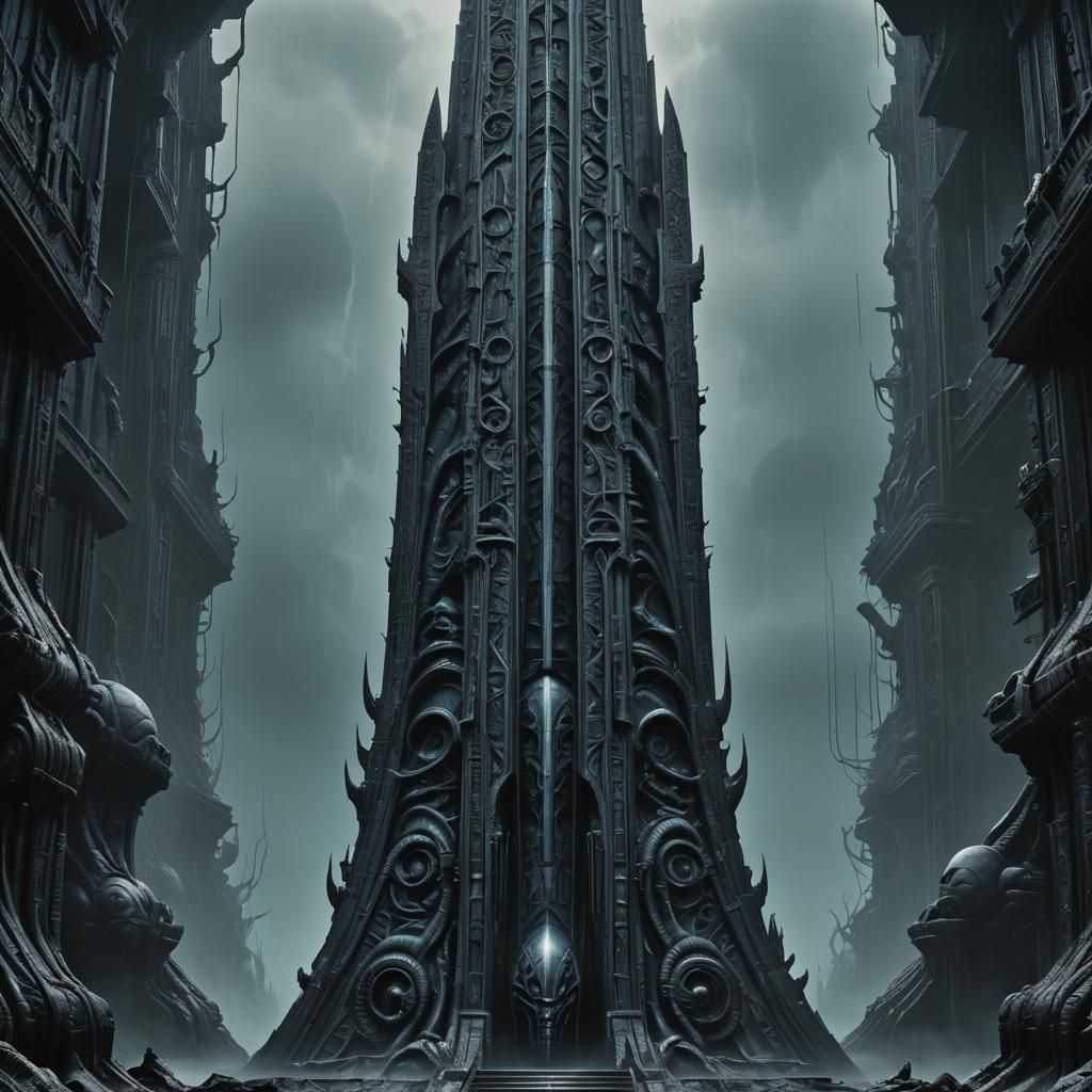 Biomechanical Obelisk in Giger Style