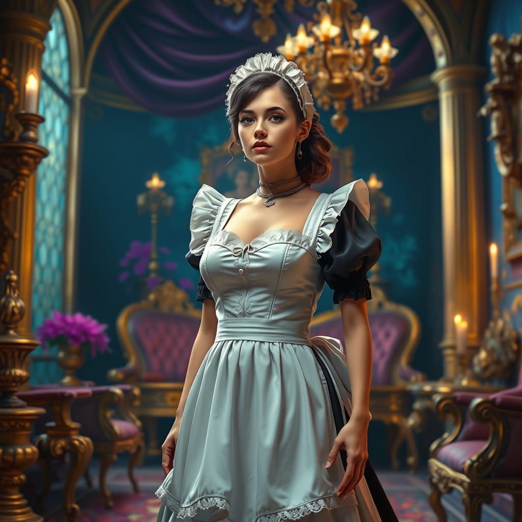 French Maid in Luxurious Chamber