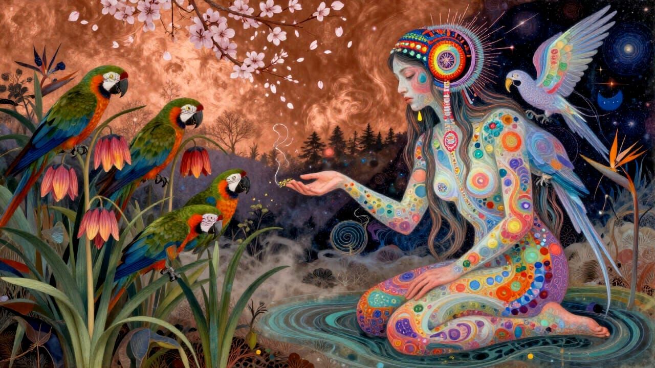 Mystical Shaman in Trance, Astral Projection, Vibrant Energy