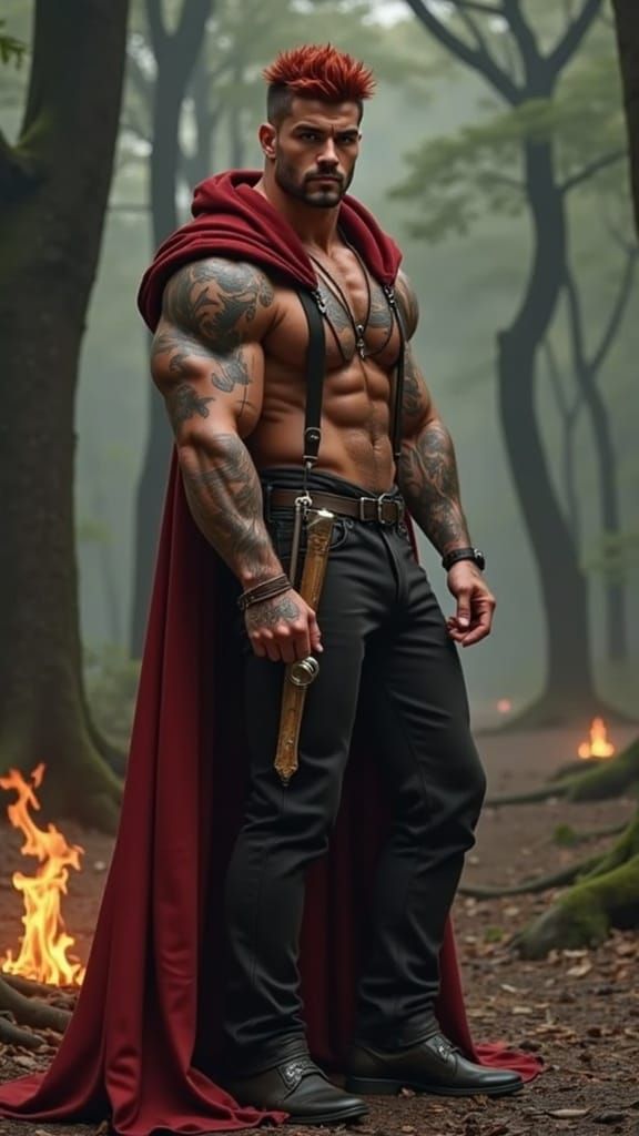Tall, Dark Red Haired Alpha Male with Mystical Tattoos and S...