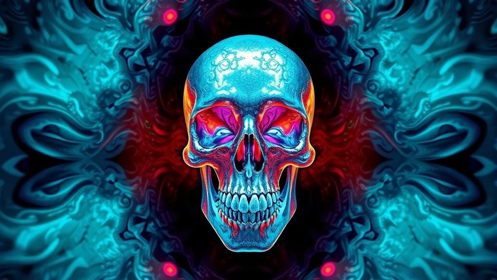 Surreal Skull Portrait in Fantasy Escher Style