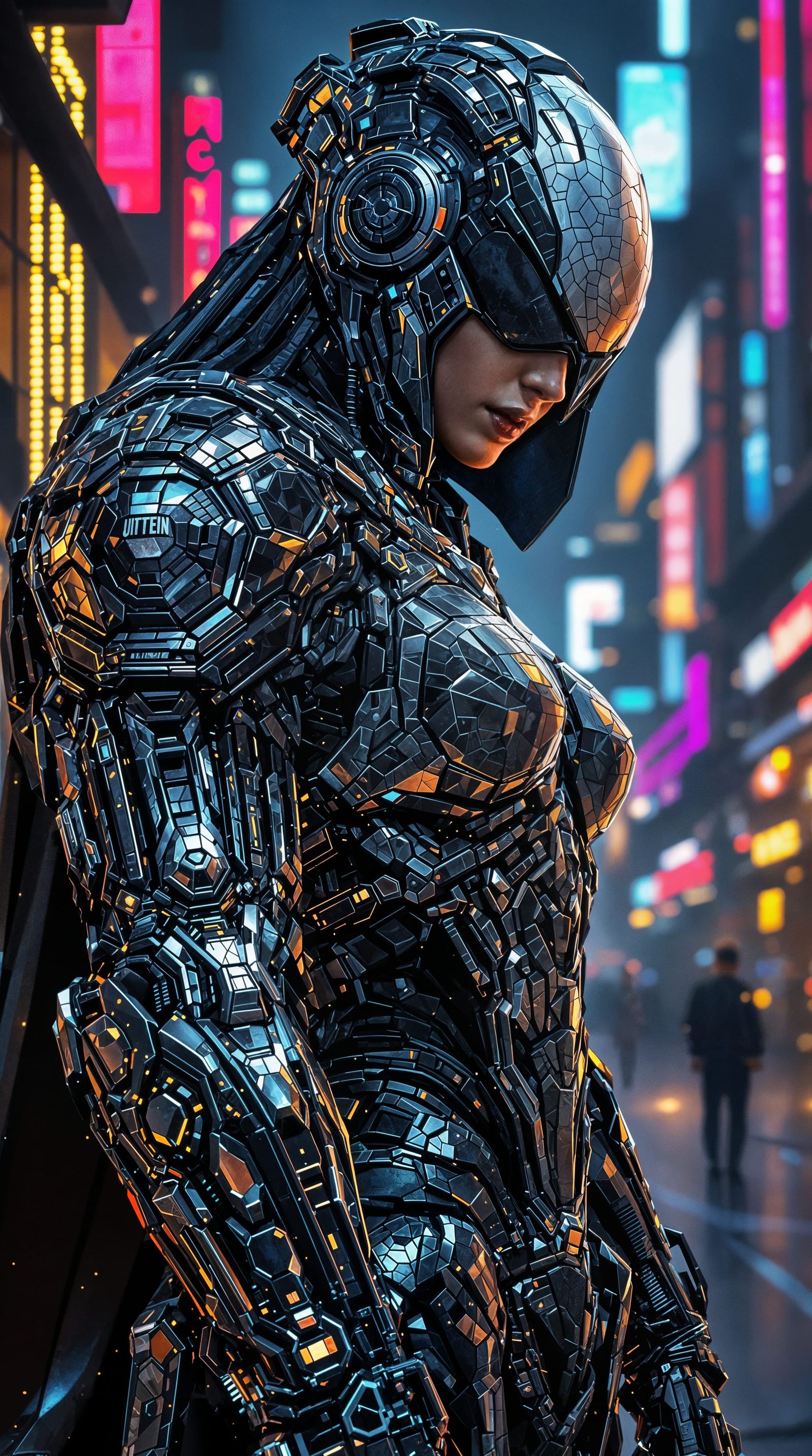 Cyberpunk Assassin in Mosaic Digital Art