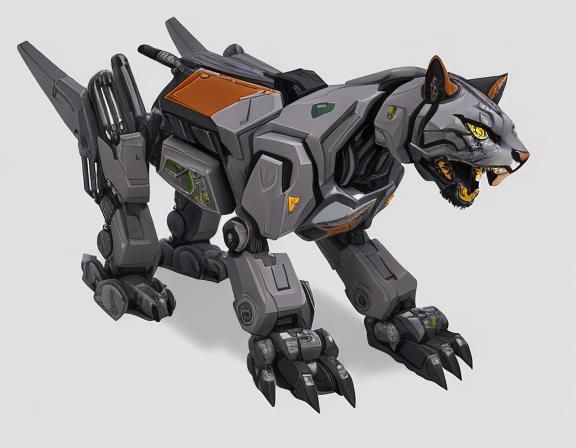 Robotic Cougar Cat Mecha: Feline Zoid Robot