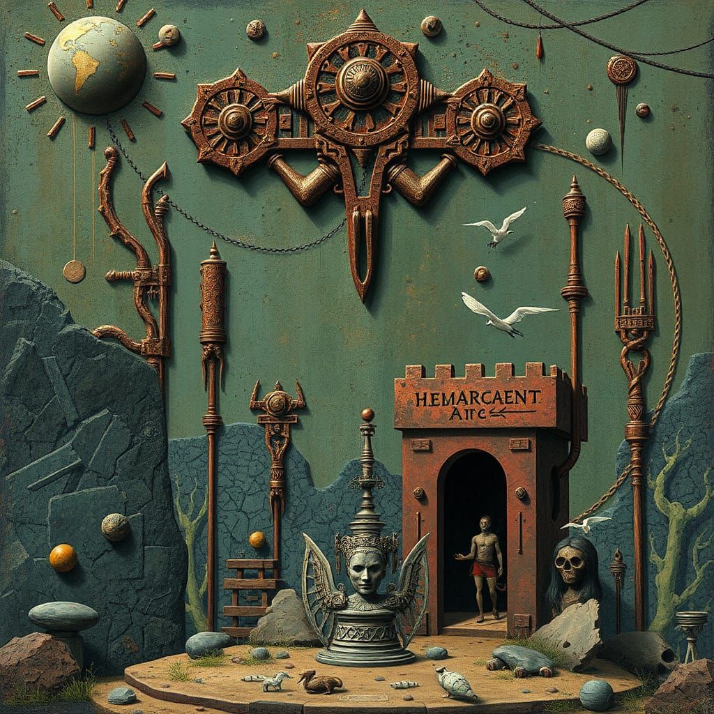 Pre-Adamic Hardware Glyphs in 3D Surreal Style