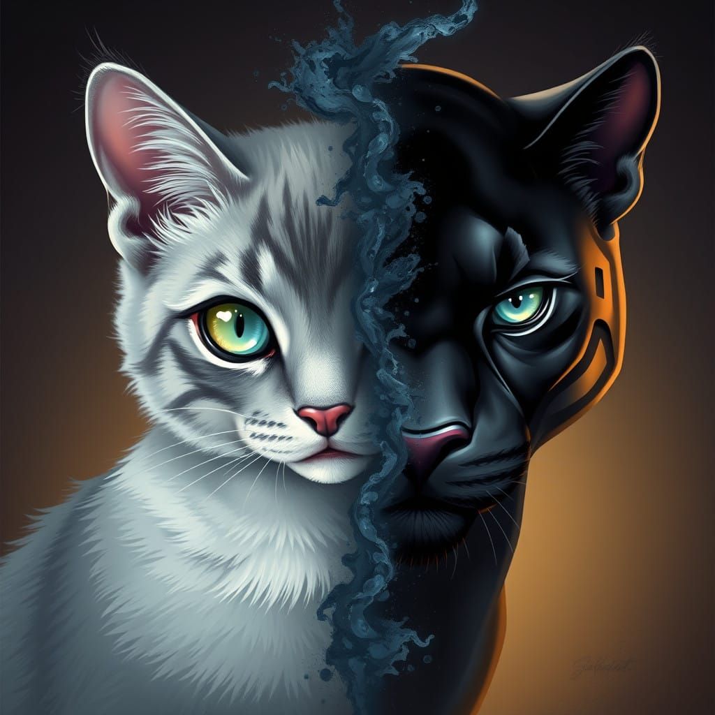 Elegant Superhero Hybrid Emerges from Fused Feline and Panth...