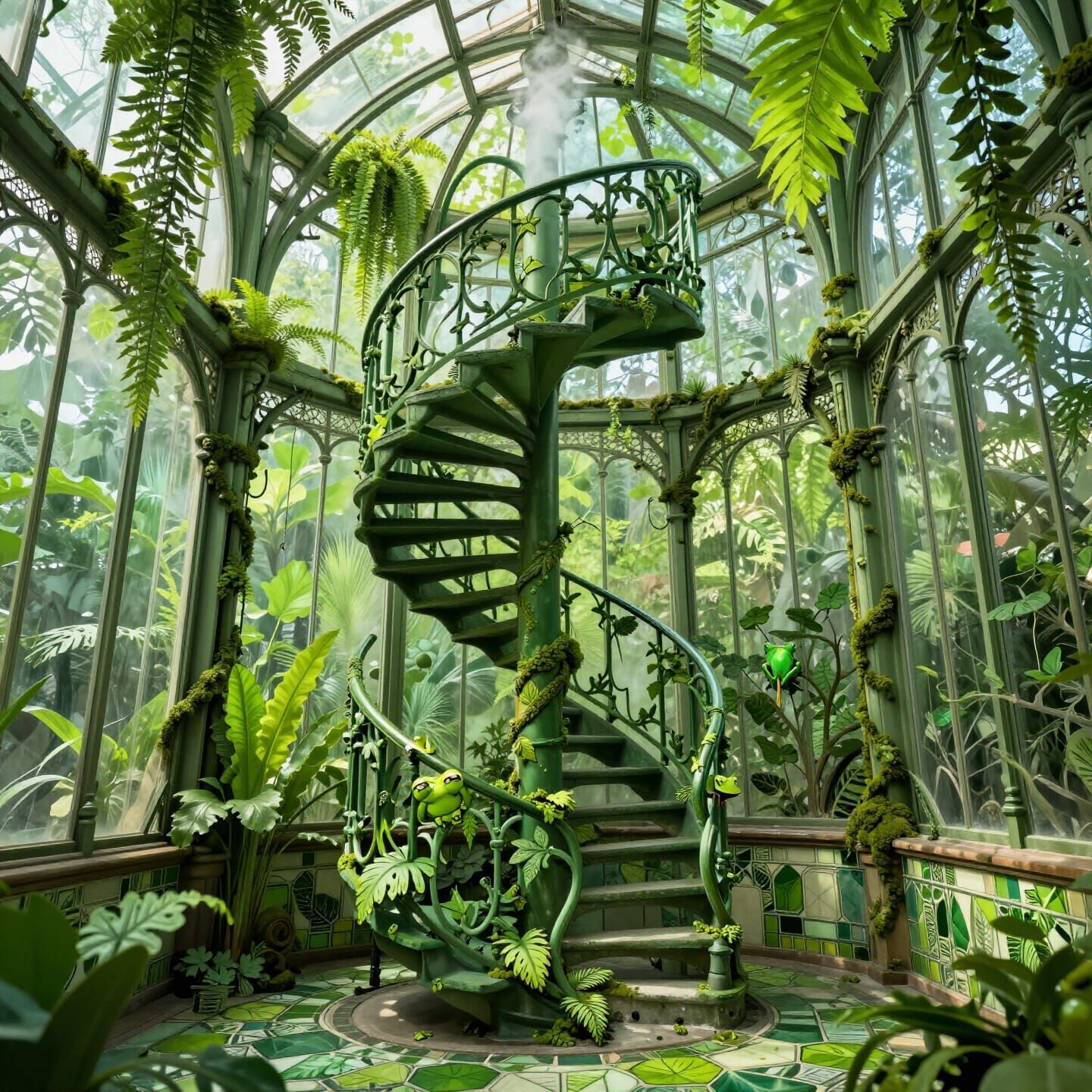 Art Nouveau Spiral Greenhouse Staircase