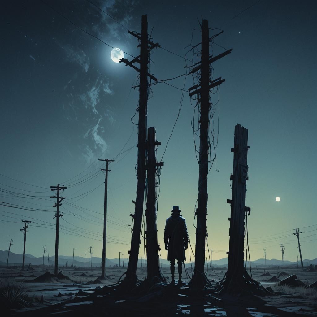 Ominous Figure in Moonlit Fantasy Landscape