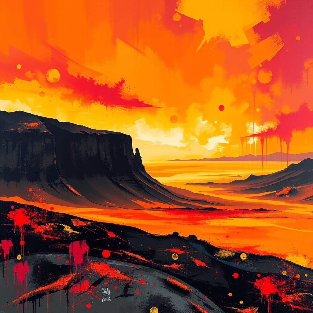 Polychromatic Vista in Graffiti and Splash Art Styles