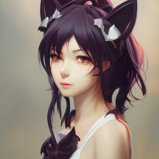Anime Waifu with Cat Ears Portrait in 8K