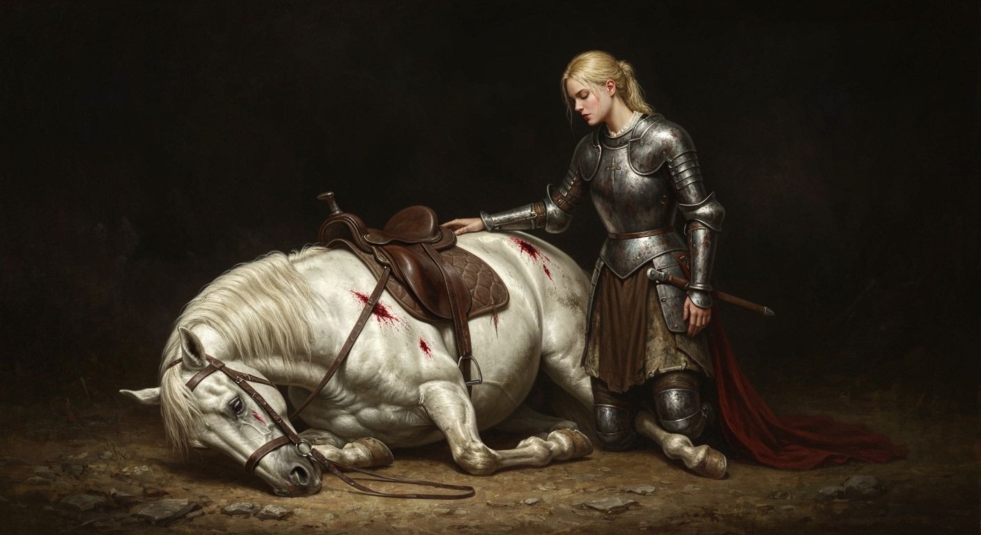 Compassionate Knight: A Tenebrism Oil Painting