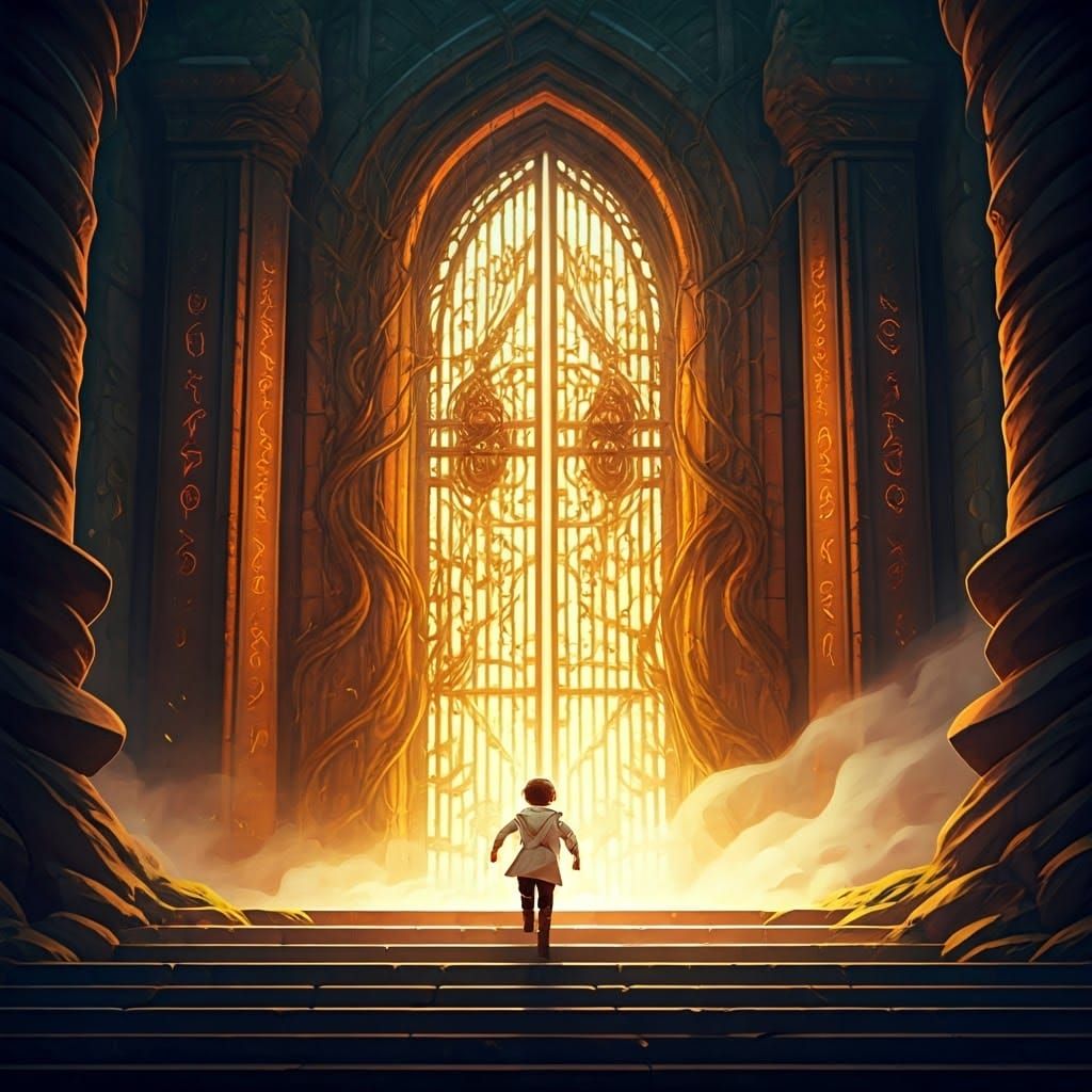 Boy and Magical Gate in Fantasy Concept Art