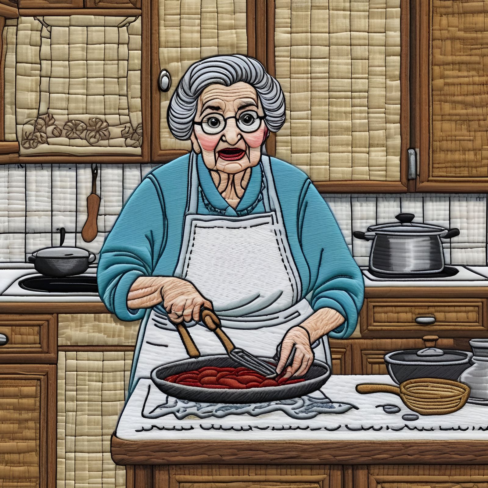 Kitchen & Grandma Fully Embroidered