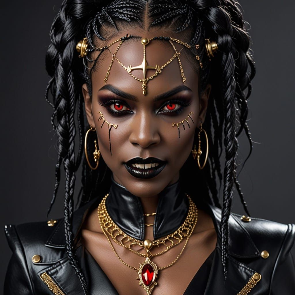 Ethereal Gothic Vampire in Luxurious Leather