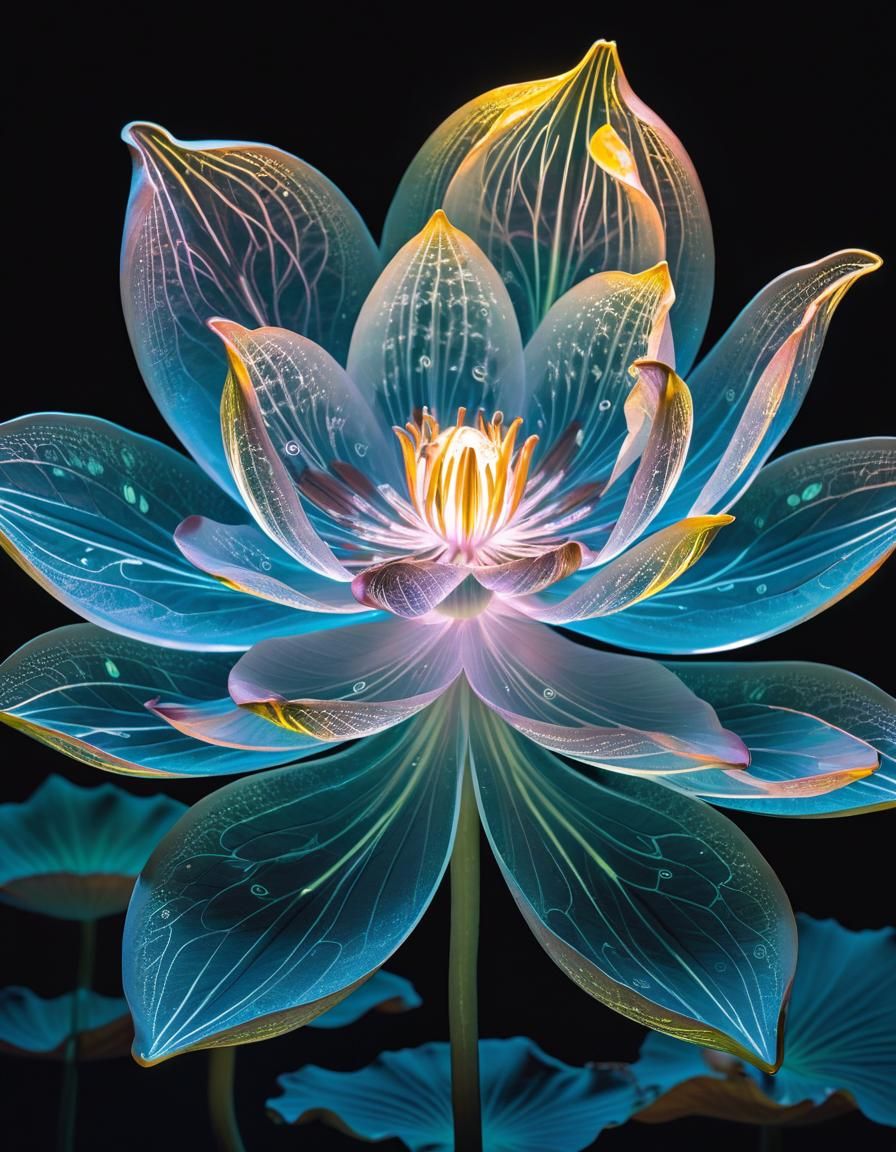Luminous Lotus: A Biopunk Botanical Marvel