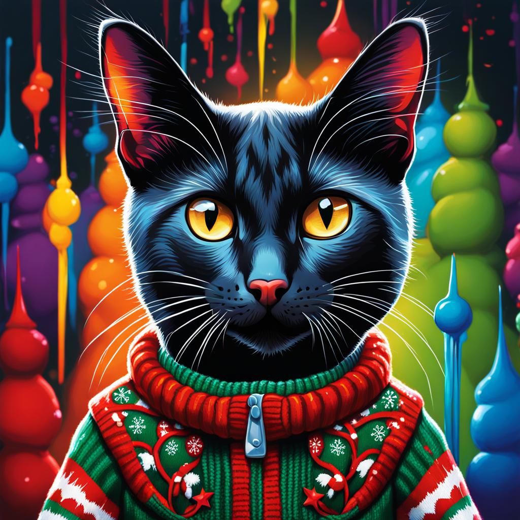 Oriental Cats in Vibrant Christmas Sweaters
