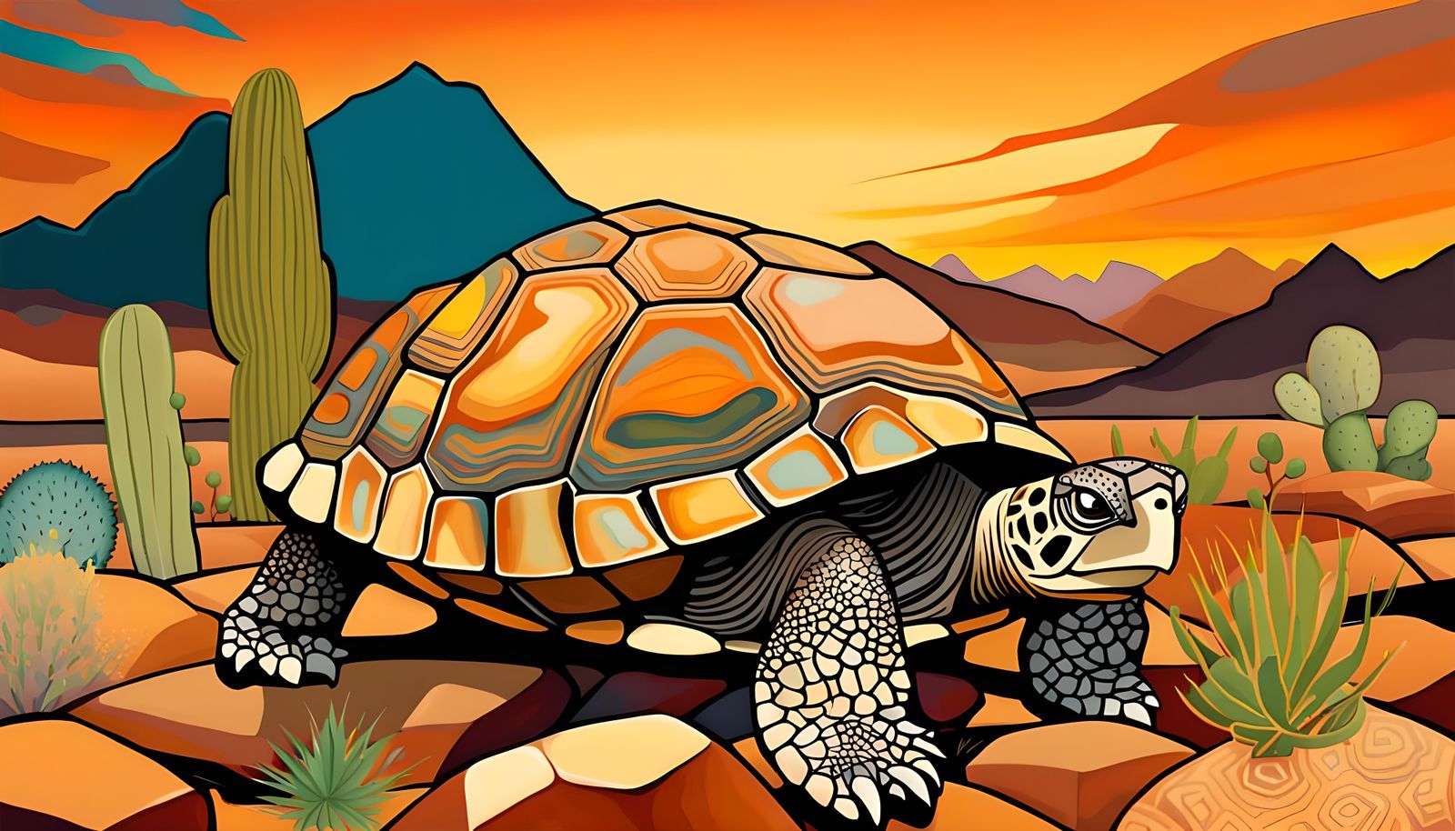 Mojave Desert World Turtle in Abstract Art