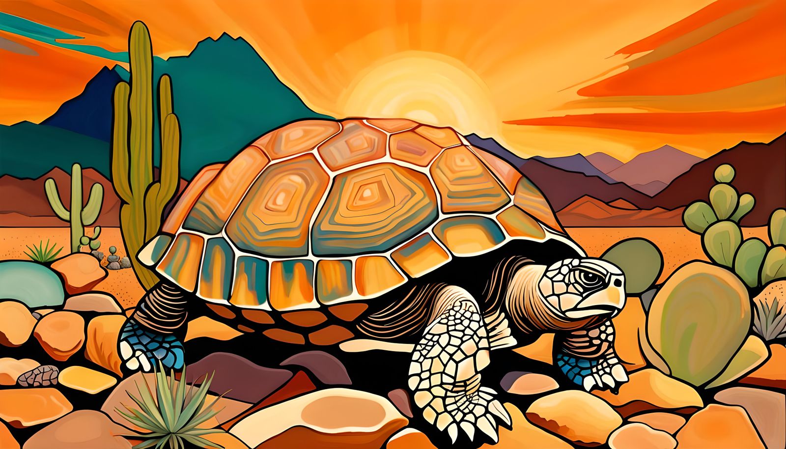 Mojave Desert Wise World Turtle with Jasper Scales
