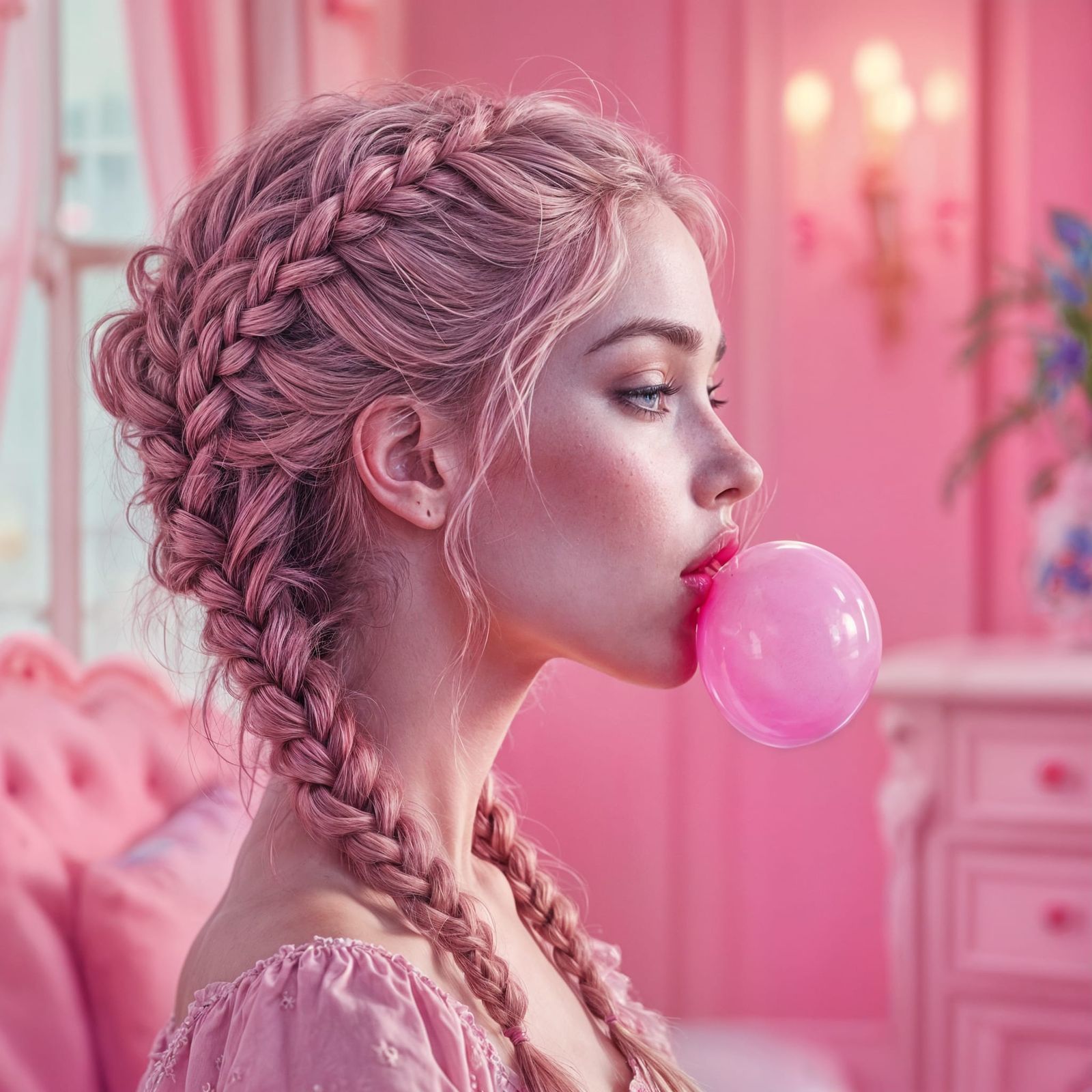 Whimsical Pastel Princess in a Pink Paradise