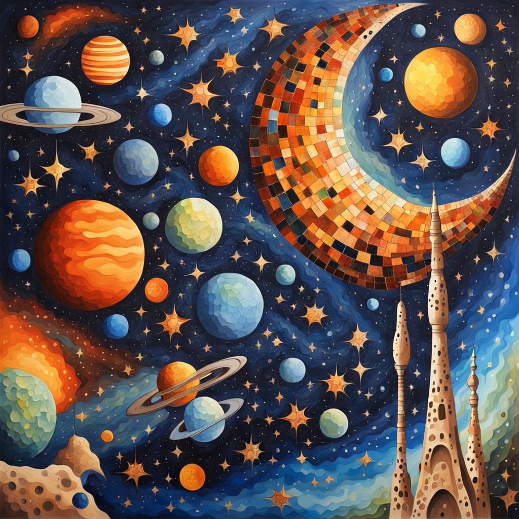 Space Painting in Antoni Gaudi Style