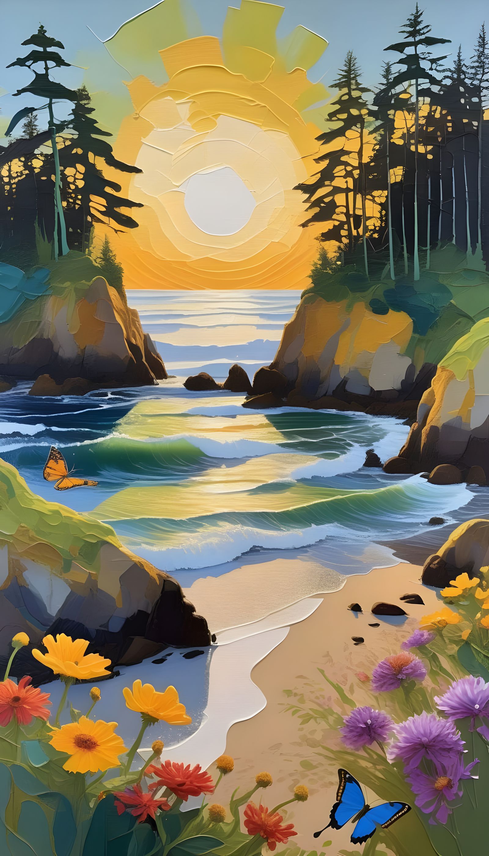 Dreamy Beachscape in Watercolor Style