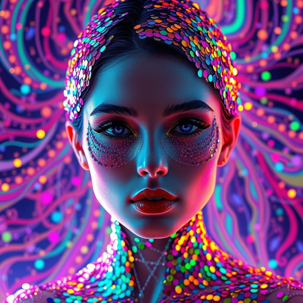 Cyberpunk Dreamscapes: Glittering Sequins in a Kaleidoscope ...