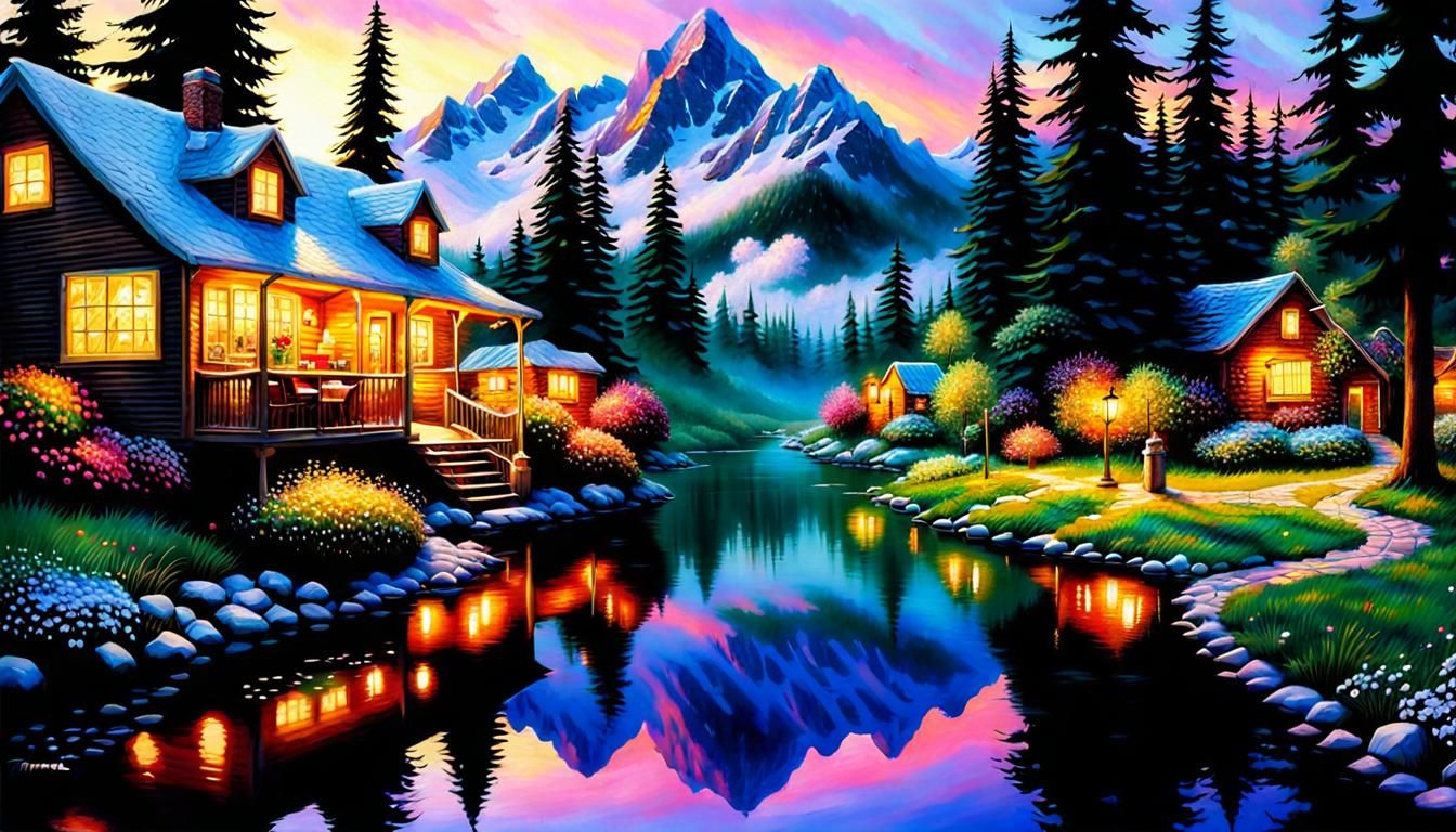 Fantastical Dreamcore Landscape in Alcohol Ink