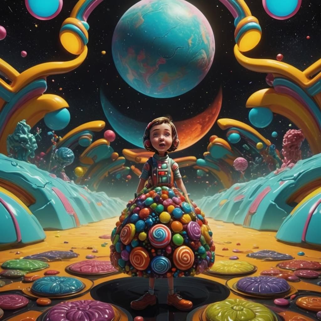 Sci-Fi Scene in Candy Art Style