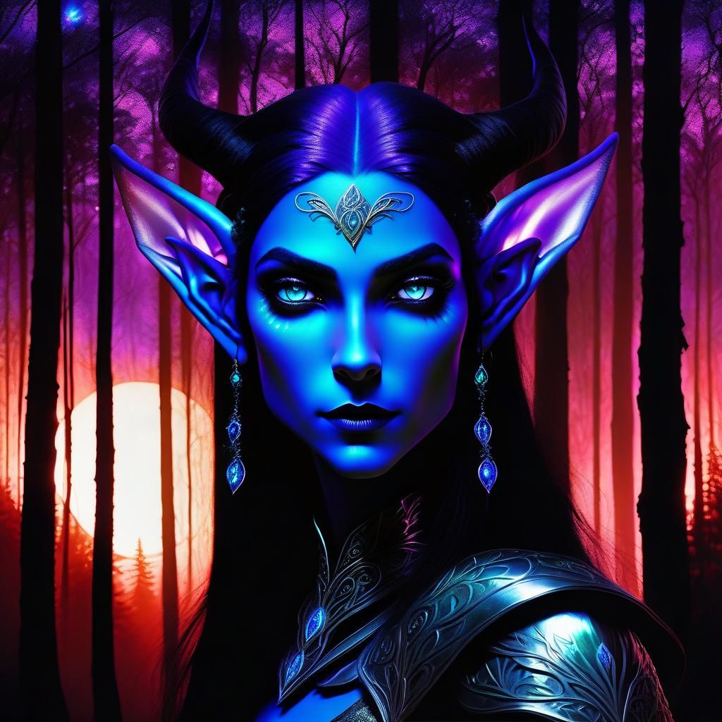 blauer Elf bei Blutmond