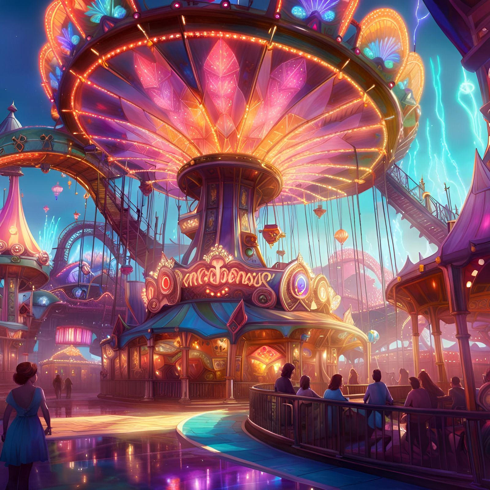 Crystal Fairy Amusement Park in Photorealistic Style