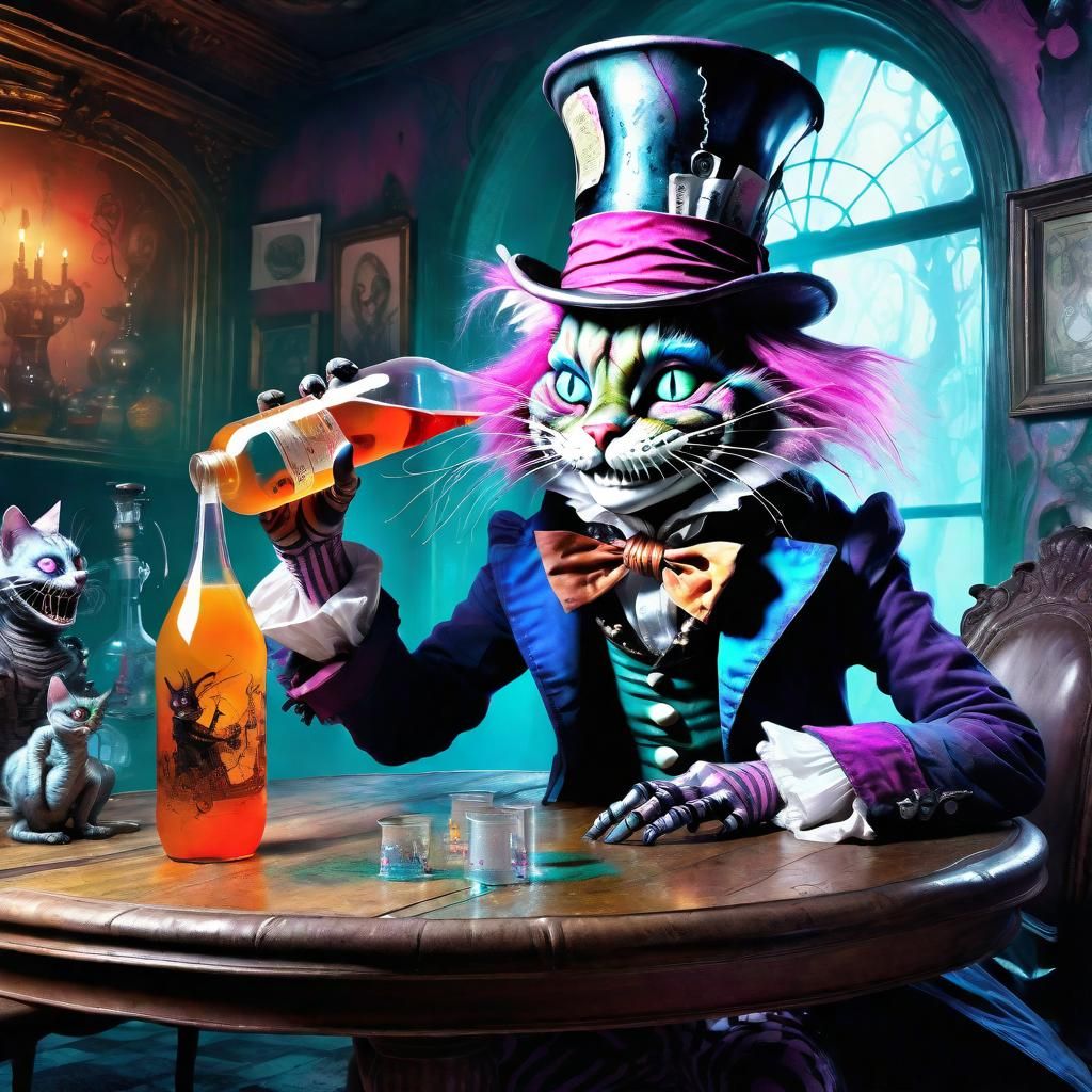The magic Mad hatter Cheshire Cat