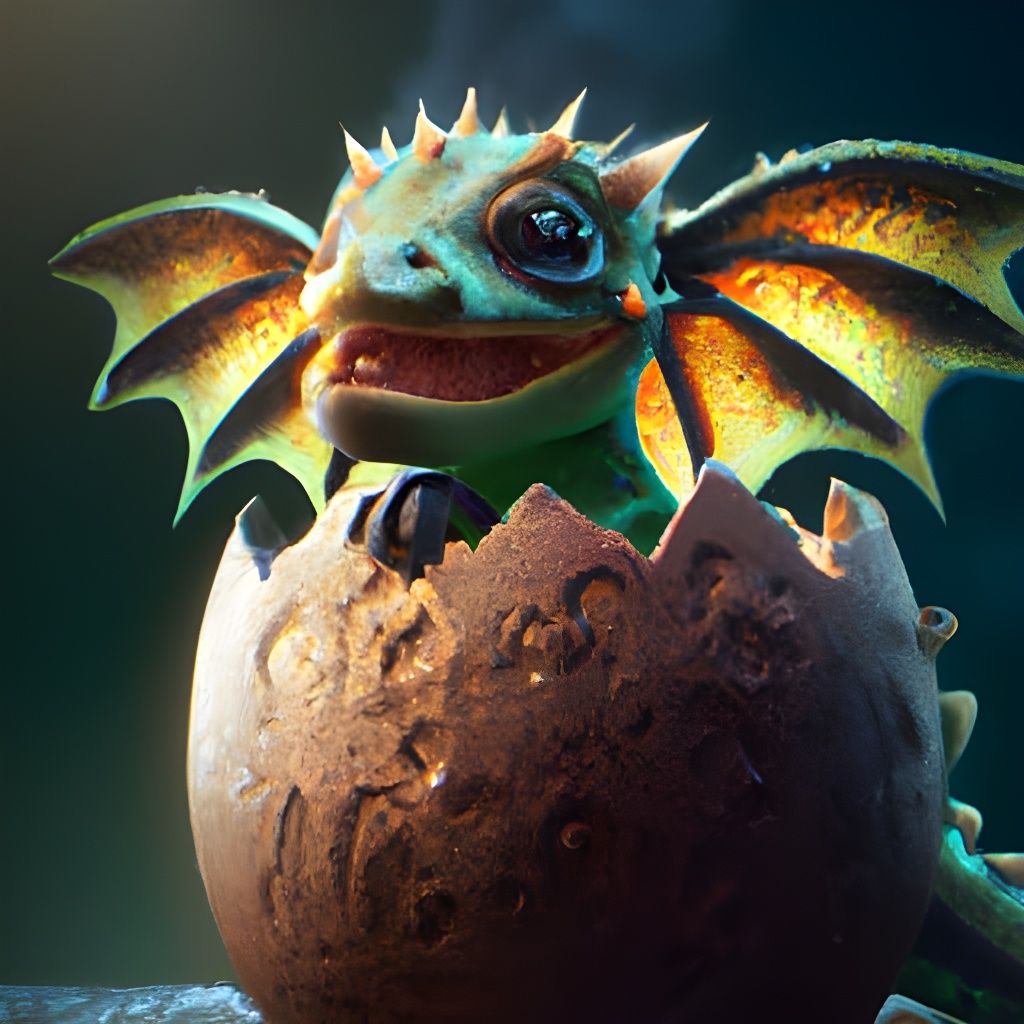 Adorable Baby Dragon Hatching: Fantasy Art