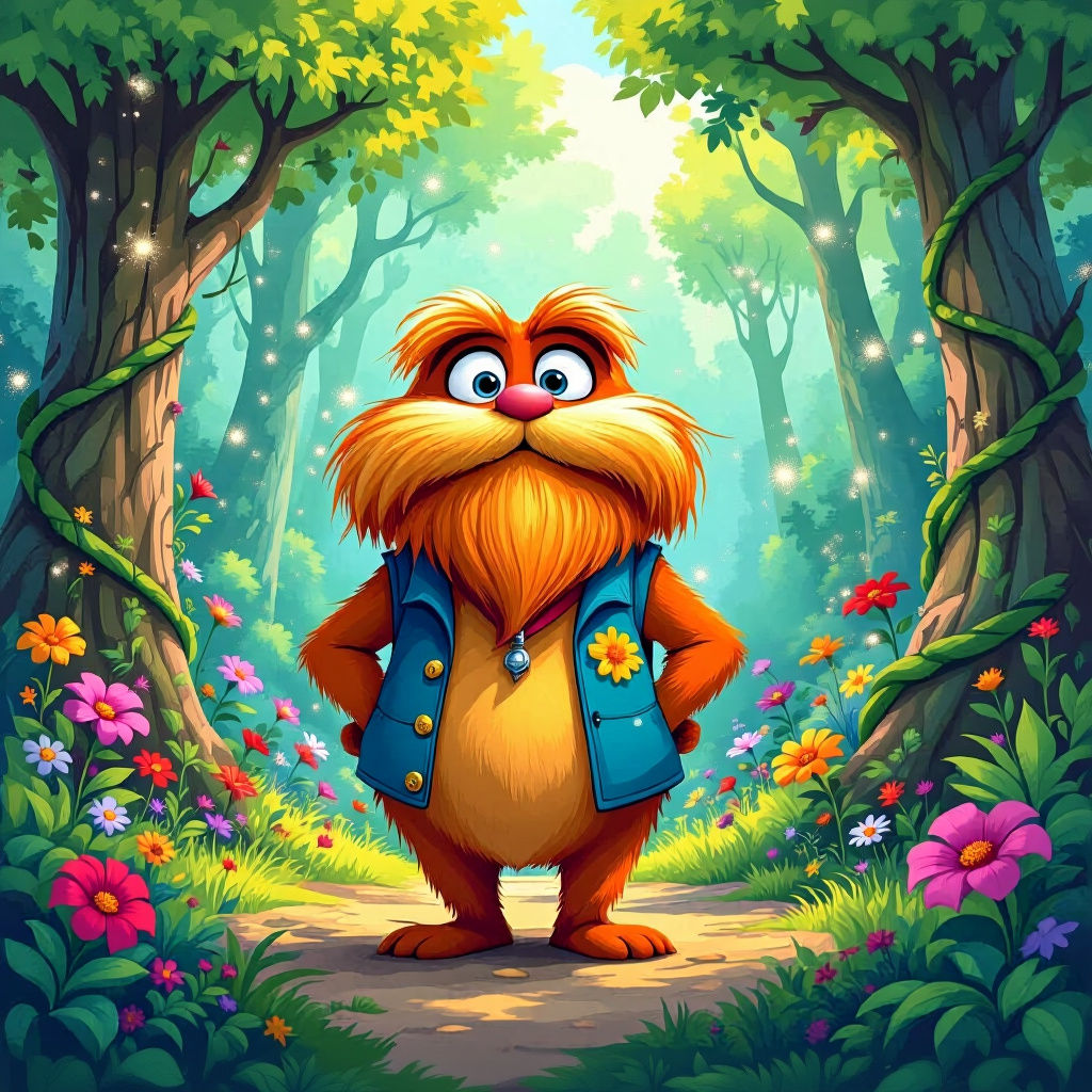 The Lorax in a Whimsical Forest