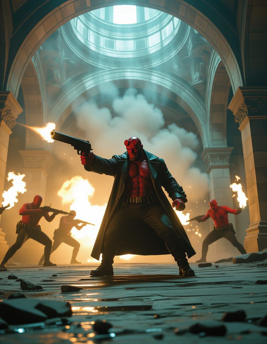 Hellboy Battles Demons in Crypt