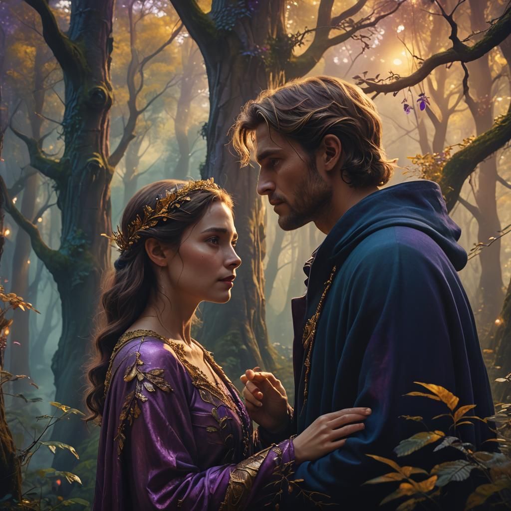 Enchanted Forest Couple in Matte Painting Style