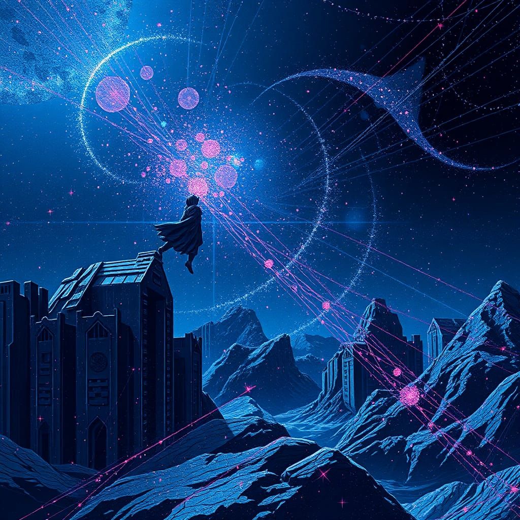 Maximalist Abstract Constellation with Glitch Effects