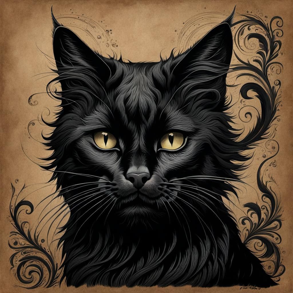 Black Cat with Criminal Outlook in Western Era Style