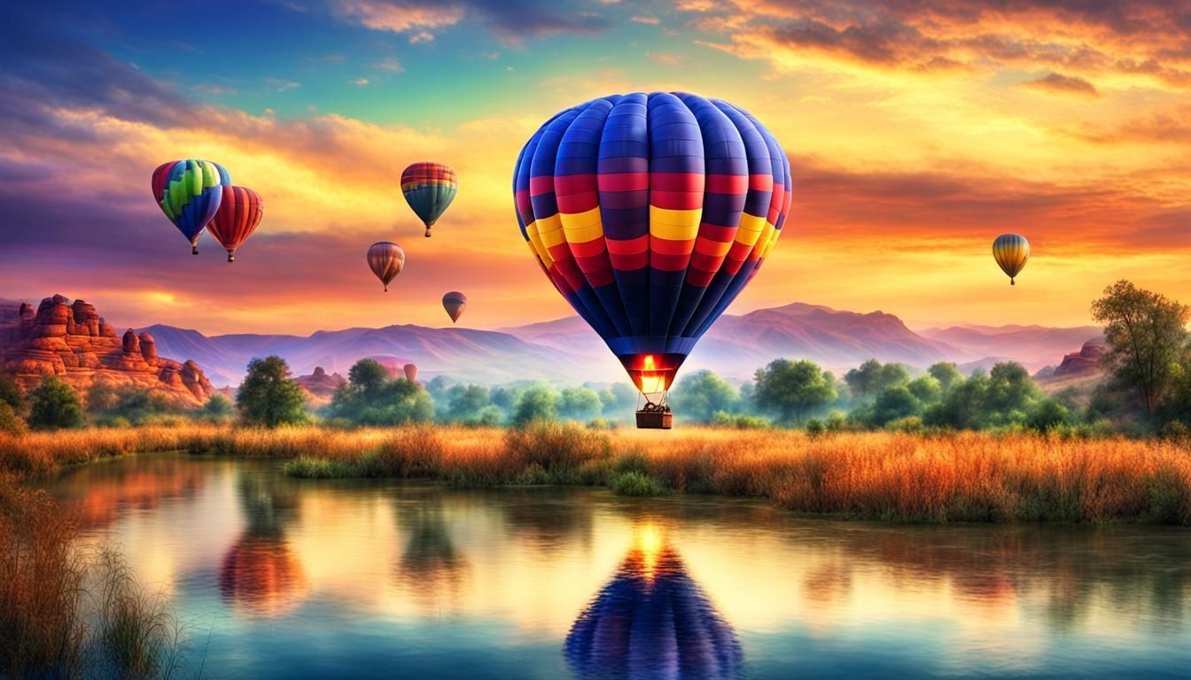 Magnificent Hot Air Balloon in a Fantasy Landscape